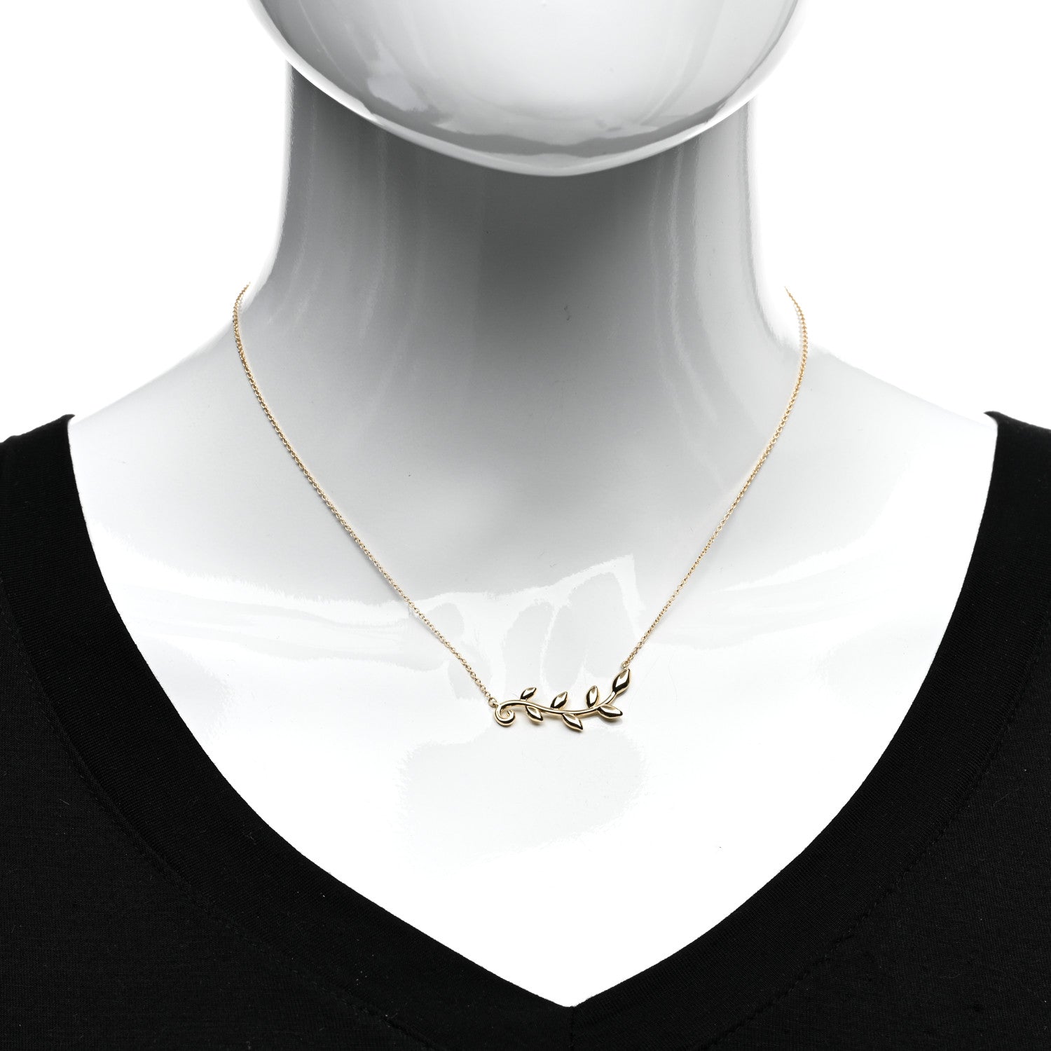 Tiffany 18K Yellow Gold Paloma Picasso Olive Leaf Vine Pendant Necklace 2 of 4