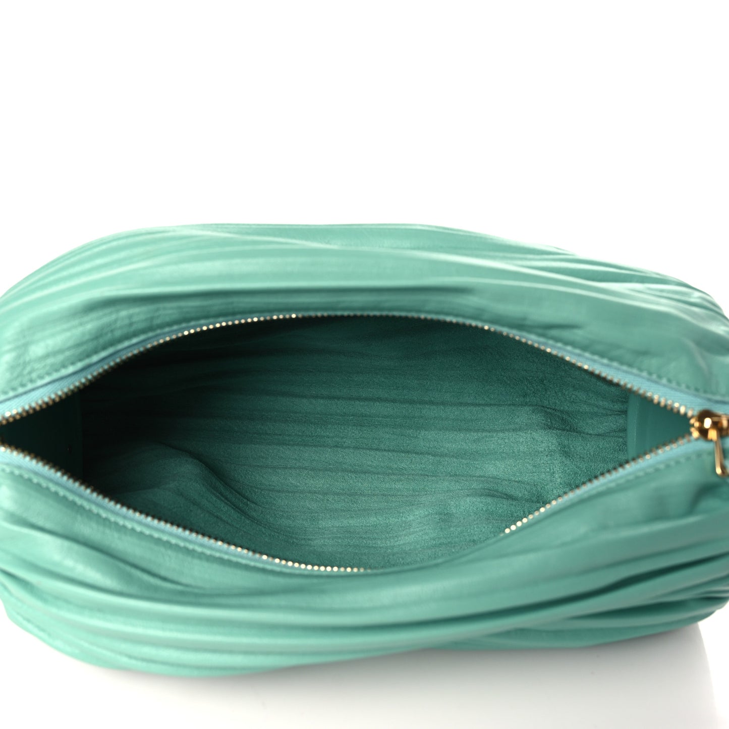Lambskin Pleated Bracelet Pouch Shoulder Bag Fresh Mint