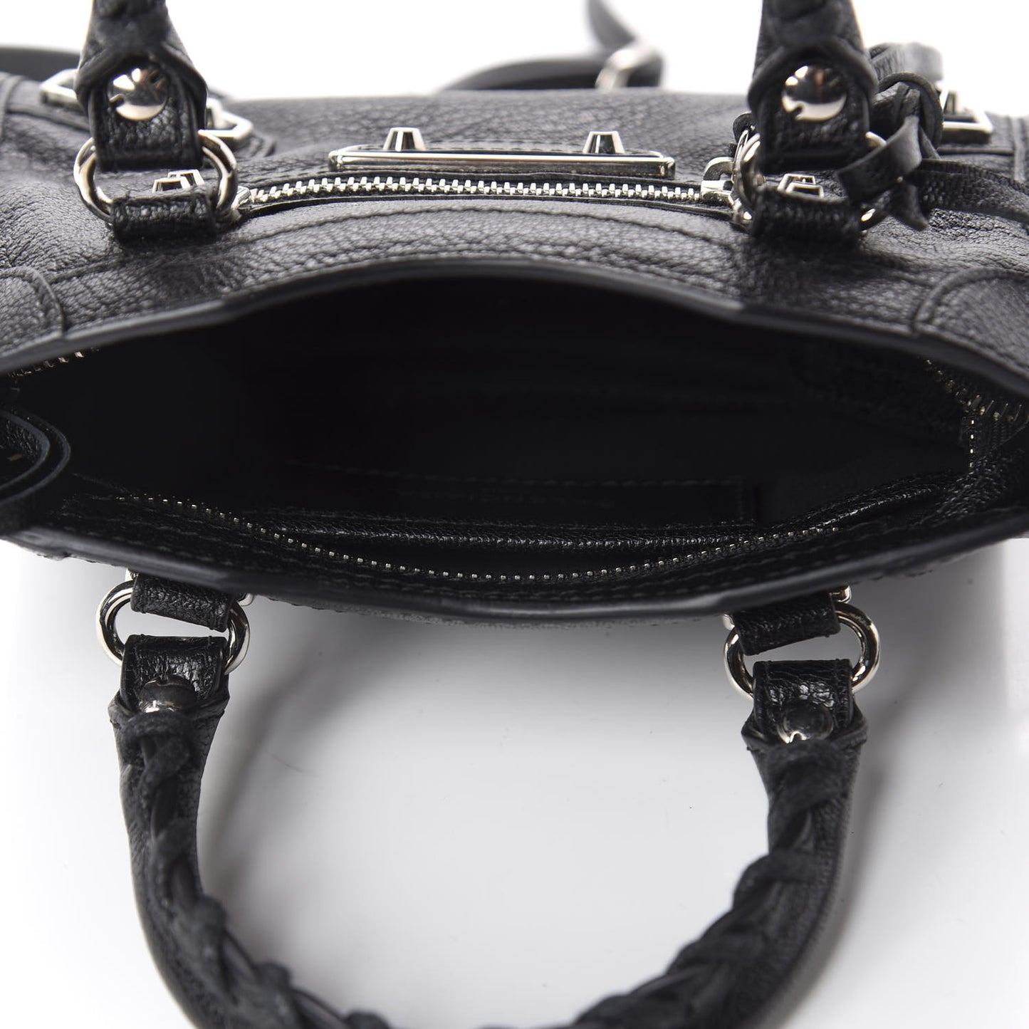 Chevre Silver Metallic Edge Hardware Nano City Black