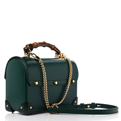 Gucci Azalea Calfskin Small Padlock Bamboo Shoulder Bag Vintage Green 3 of 12