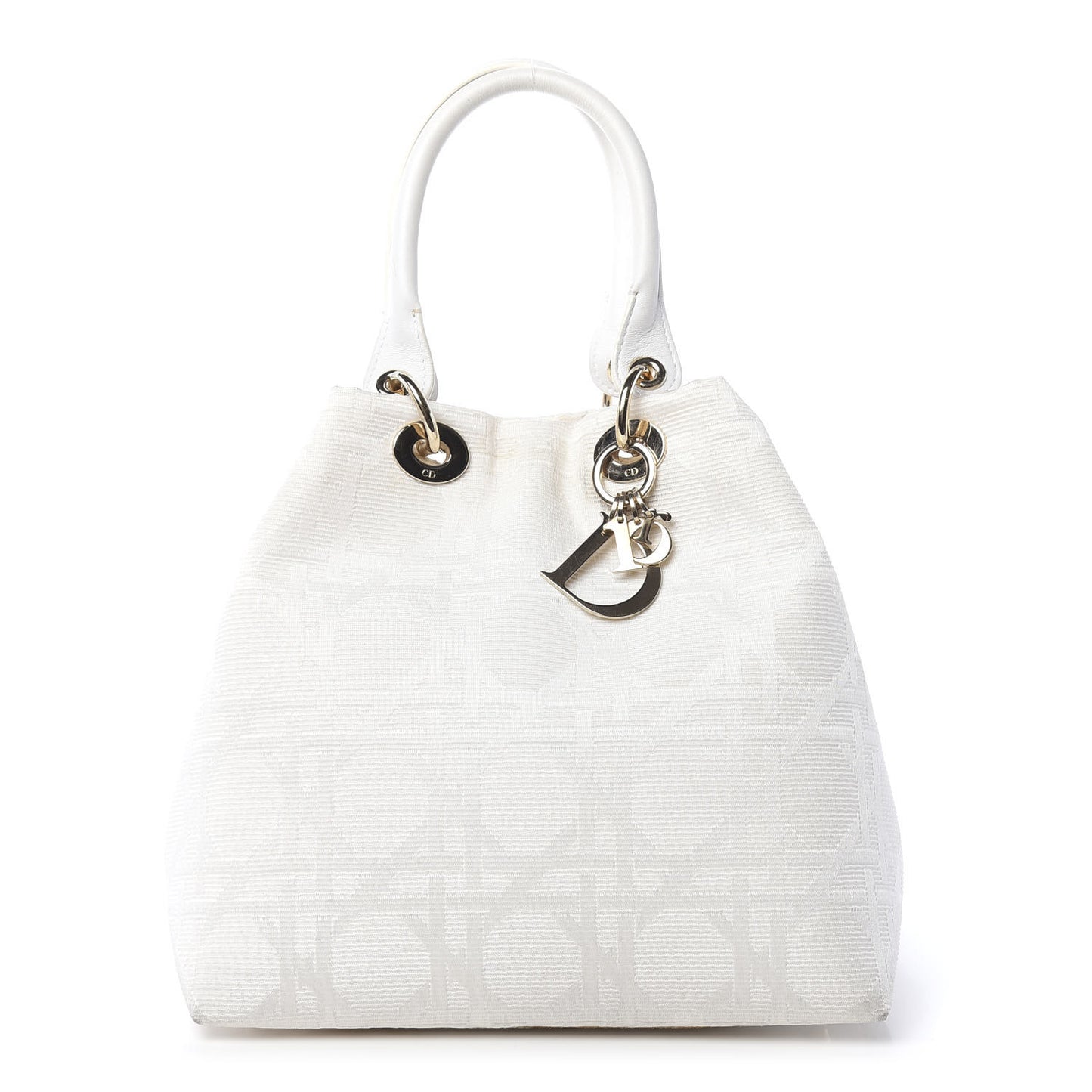 Canvas Cannage Small Soft Lady Dior Shopping Tote White