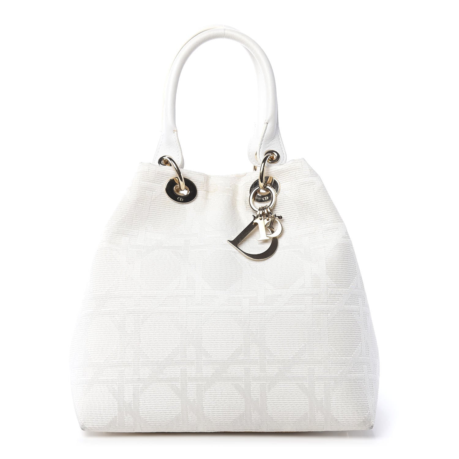Christian Dior Canvas Cannage Small Soft Lady Dior Shopping Tote White 1 of 16