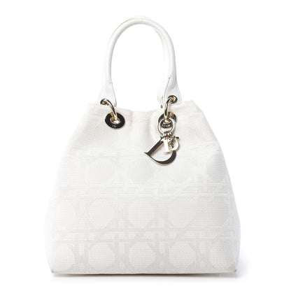 Christian Dior Canvas Cannage Small Soft Lady Dior Shopping Tote White 1 of 16