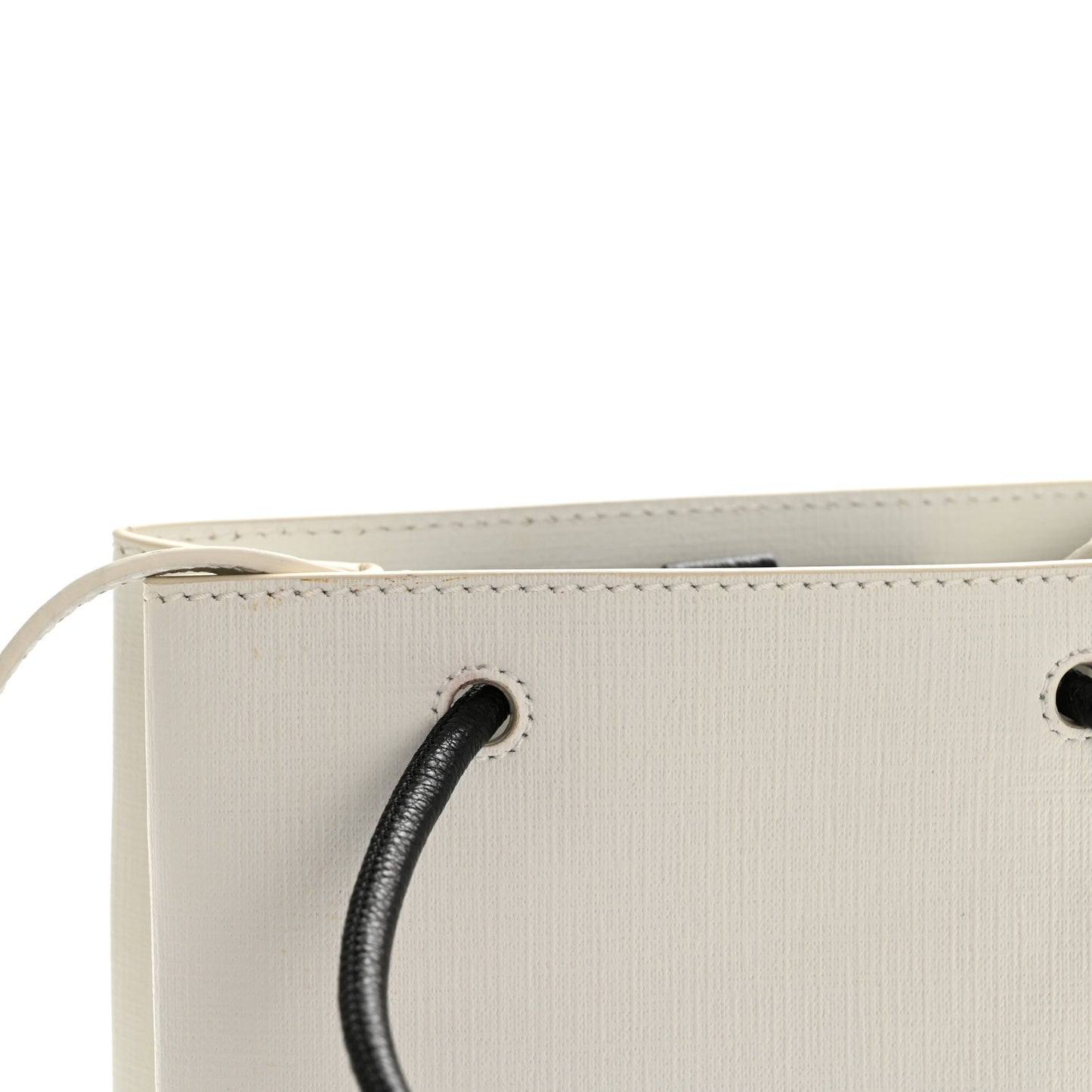 Squared Calfskin Logo North South Shopper Tote XXS White