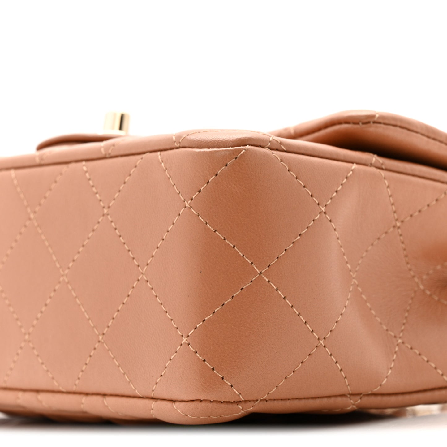 Lambskin Quilted Mini Rectangular Flap Brown
