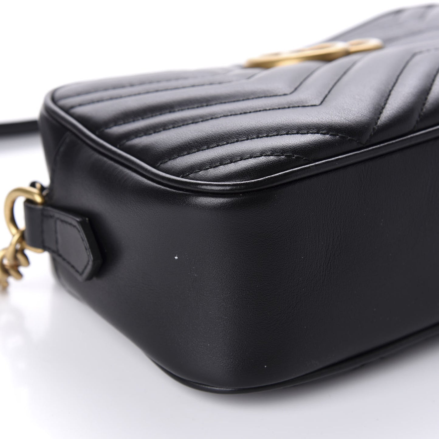 Calfskin Matelasse Small GG Marmont Chain Shoulder Bag Black