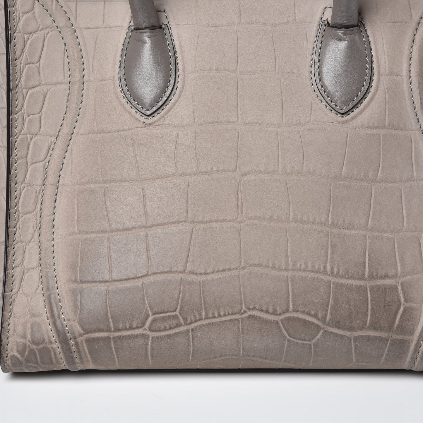 Crocodile Embossed Nubuck Medium Phantom Luggage Grey