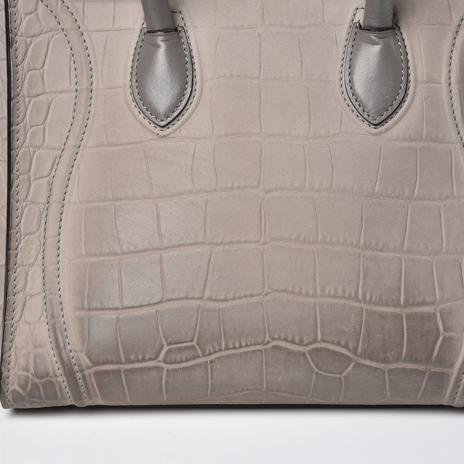 Celine Crocodile Embossed Nubuck Medium Phantom Luggage Grey 13 of 20