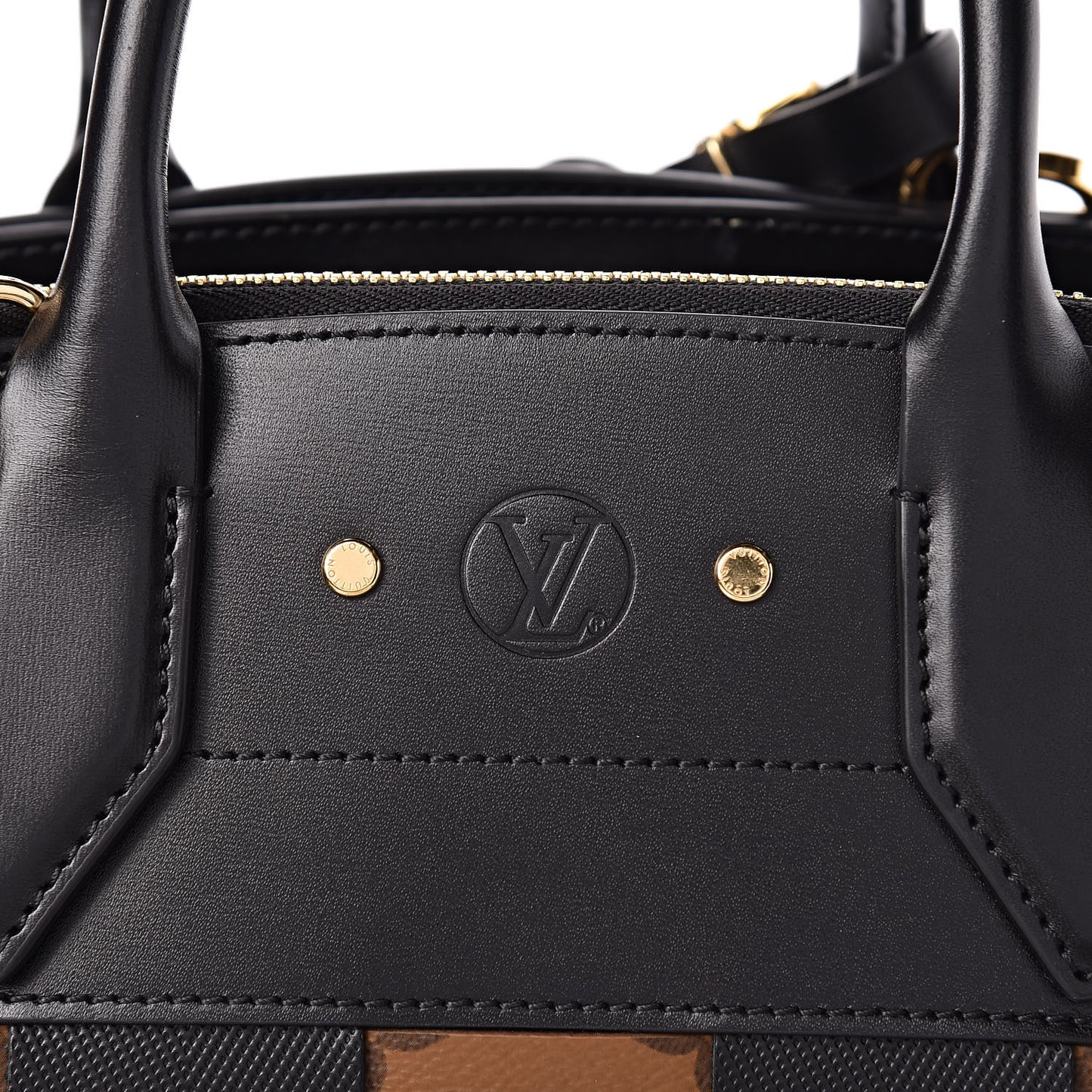 Calfskin Monogram Damier Tressage City Steamer PM Black