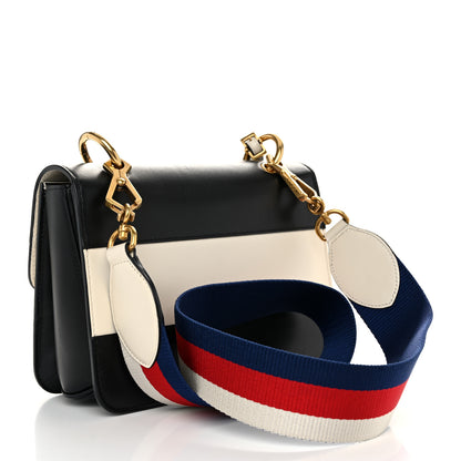 Gucci Calfskin Sylvie Web Queen Margaret Shoulder Bag Mystic White Black 3 of 12