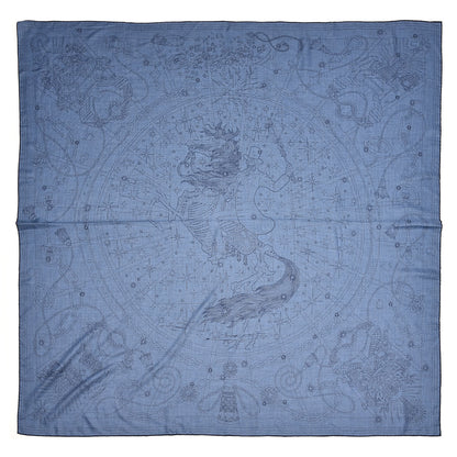 Hermes Cashmere Silk C'Est La Fete Scarf Shawl 140 Bleu Chine Marine 1 of 5