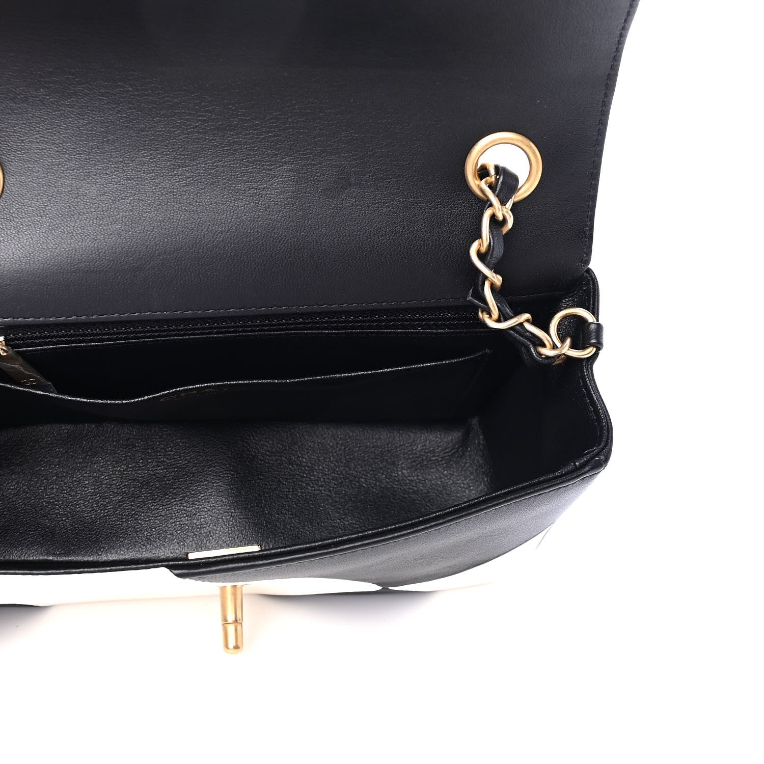 Chanel Lambskin Geometric Patchwork Mini Flap Black White 4 of 4