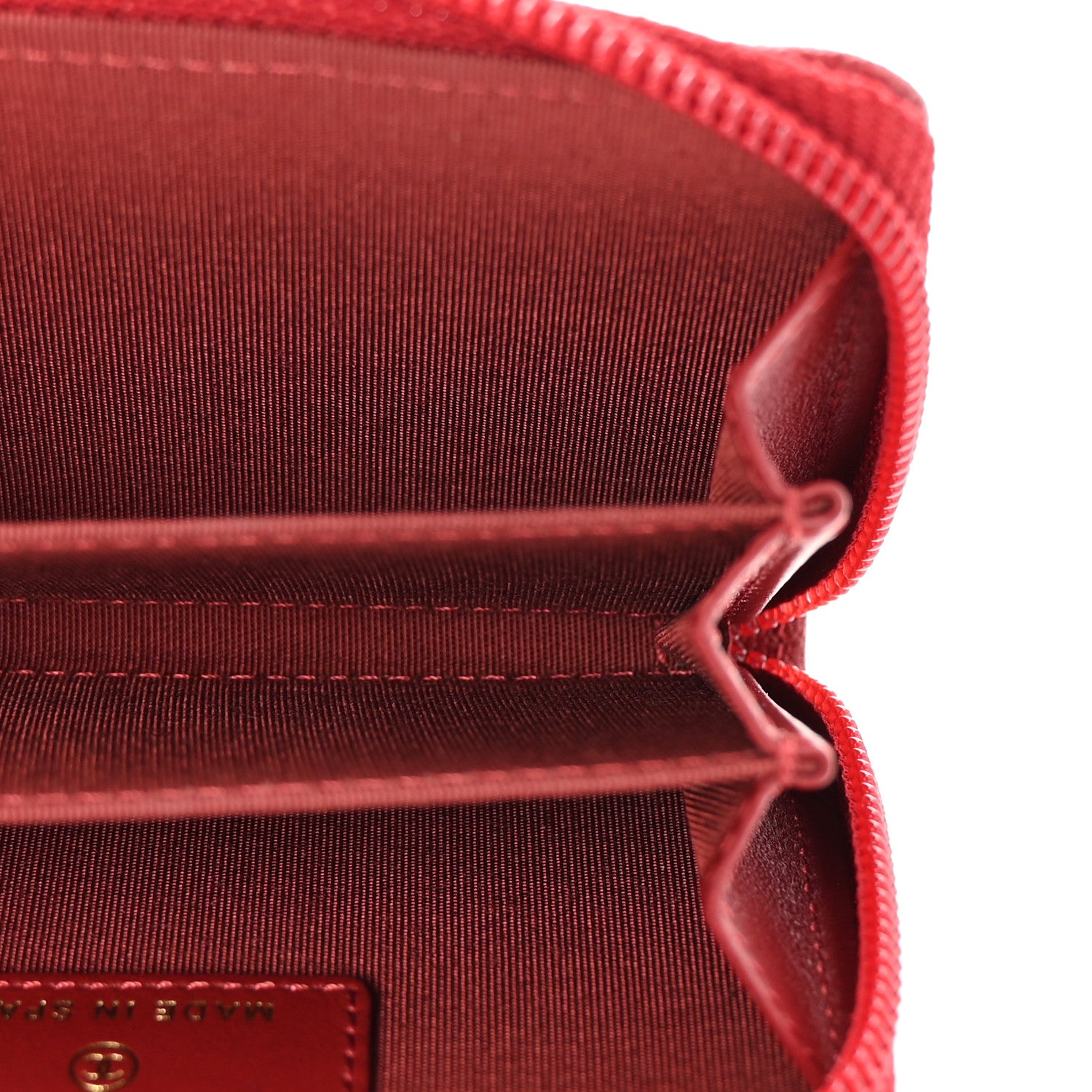 Chanel Caviar Quilted Boy Zip Around Coin Purse Wallet Red 5 of 8