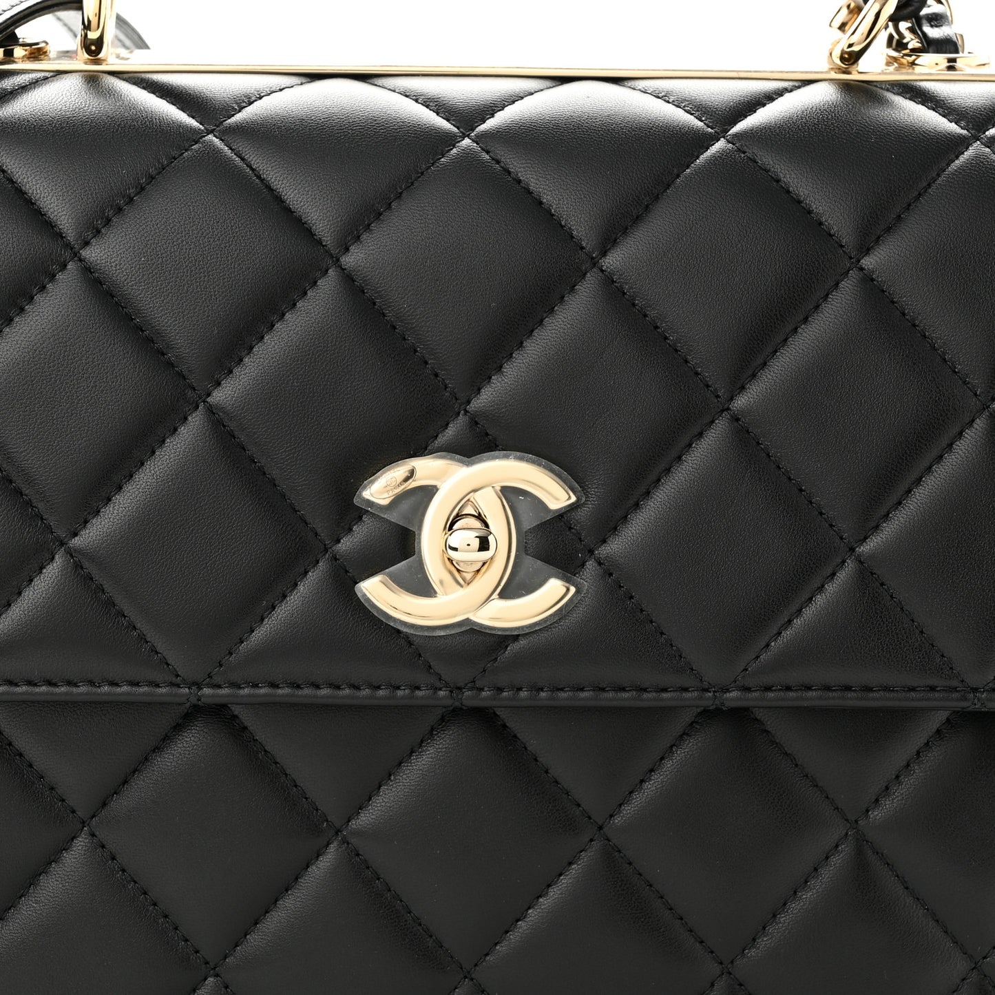 Lambskin Quilted Medium Trendy CC Flap Dual Handle Bag Black