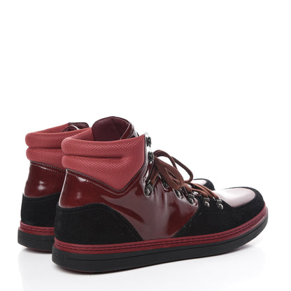 Gucci Patent Suede Mens Softy Tek High Top Sneakers 12 Black Charcoal Jupiter 4 of 10