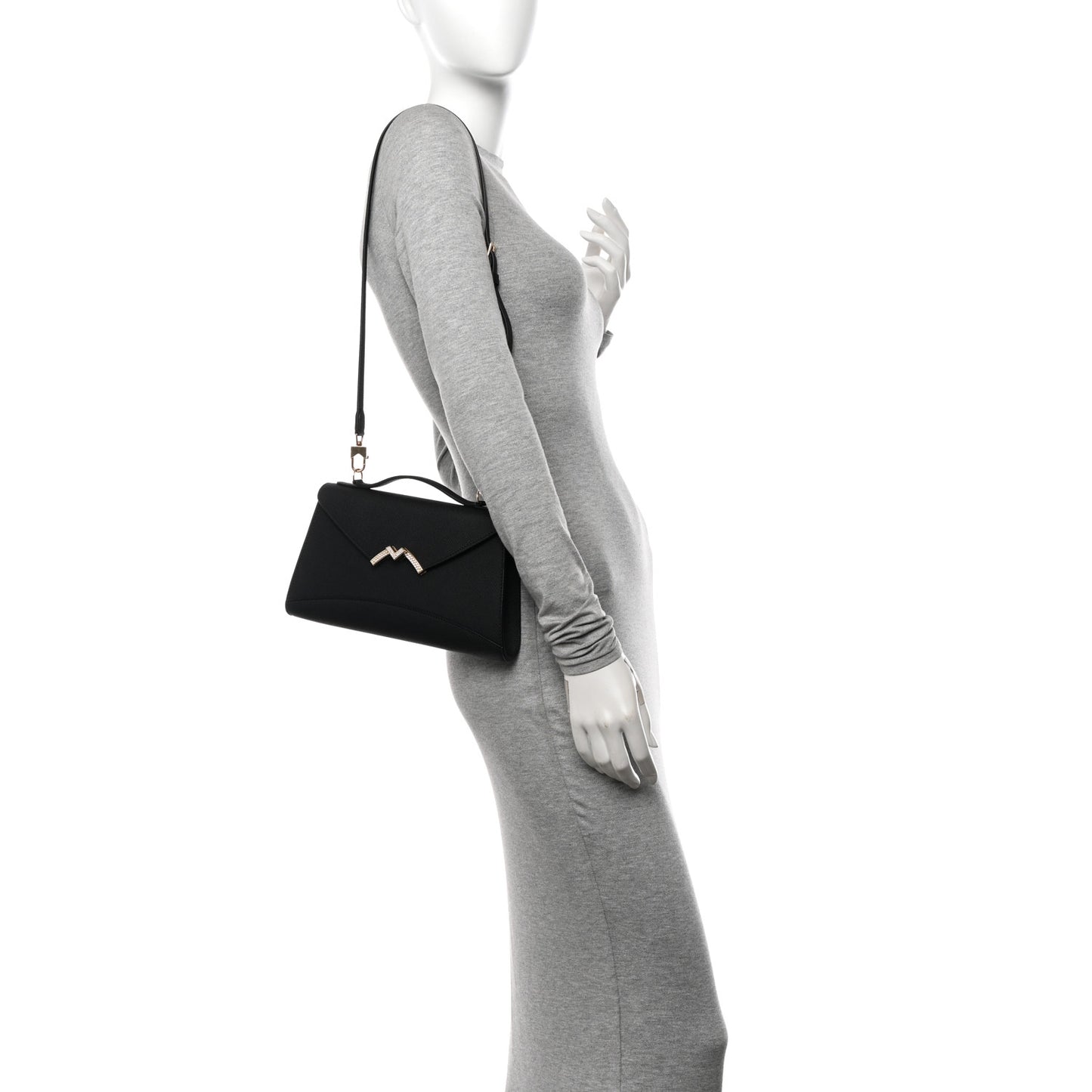 Carat Calfskin Gabrielle Clutch Black