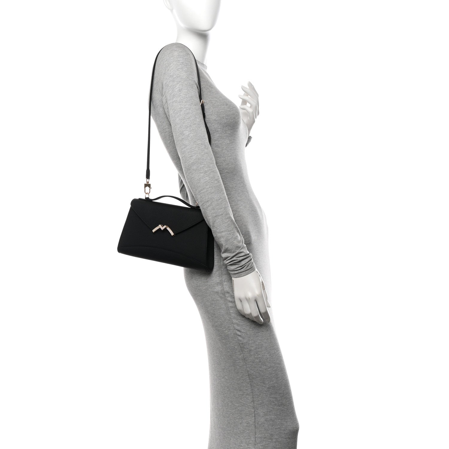 Moynat Carat Calfskin Gabrielle Clutch Black 2 of 10
