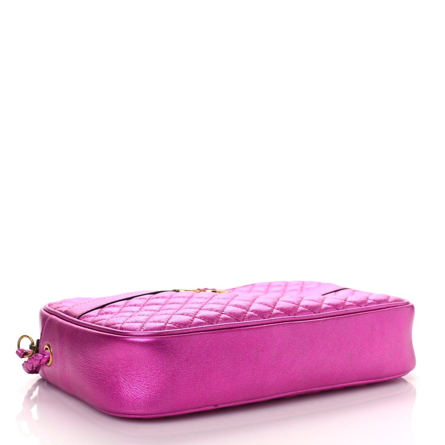 Gucci Laminated Nappa Trapuntata Small Zumi Shoulder Bag Fuxia 4 of 10