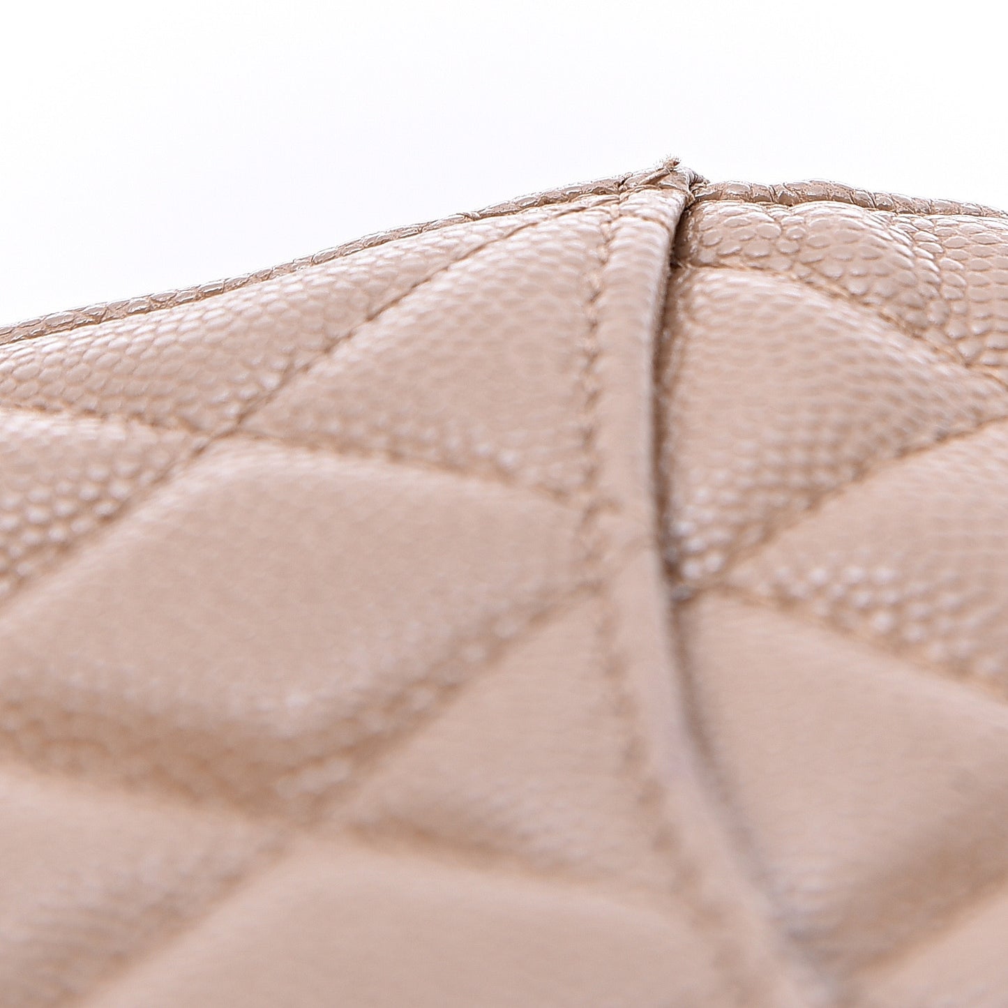 Caviar Quilted Compact Flap Wallet Beige
