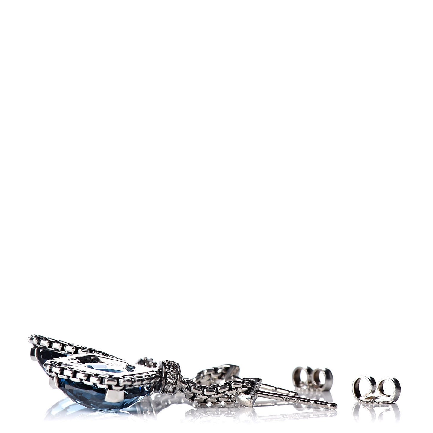 Sterling Silver Diamond Blue Topaz Cushion On Point Drop Earrings