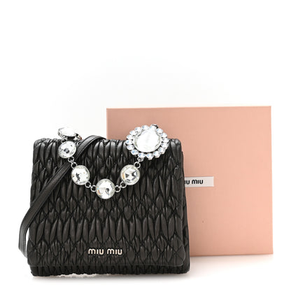 Miu Miu Nappa Matelasse Crystal Shoulder Bag Black 12 of 12