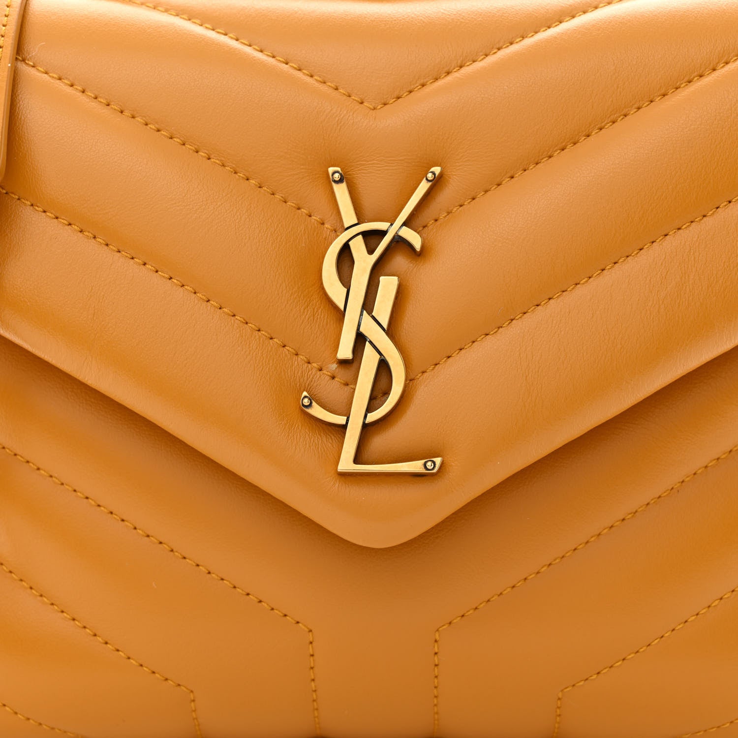 Saint Laurent Calfskin Y Quilted Monogram Small Loulou Chain Satchel Cheddar Cheddar 8 of 10