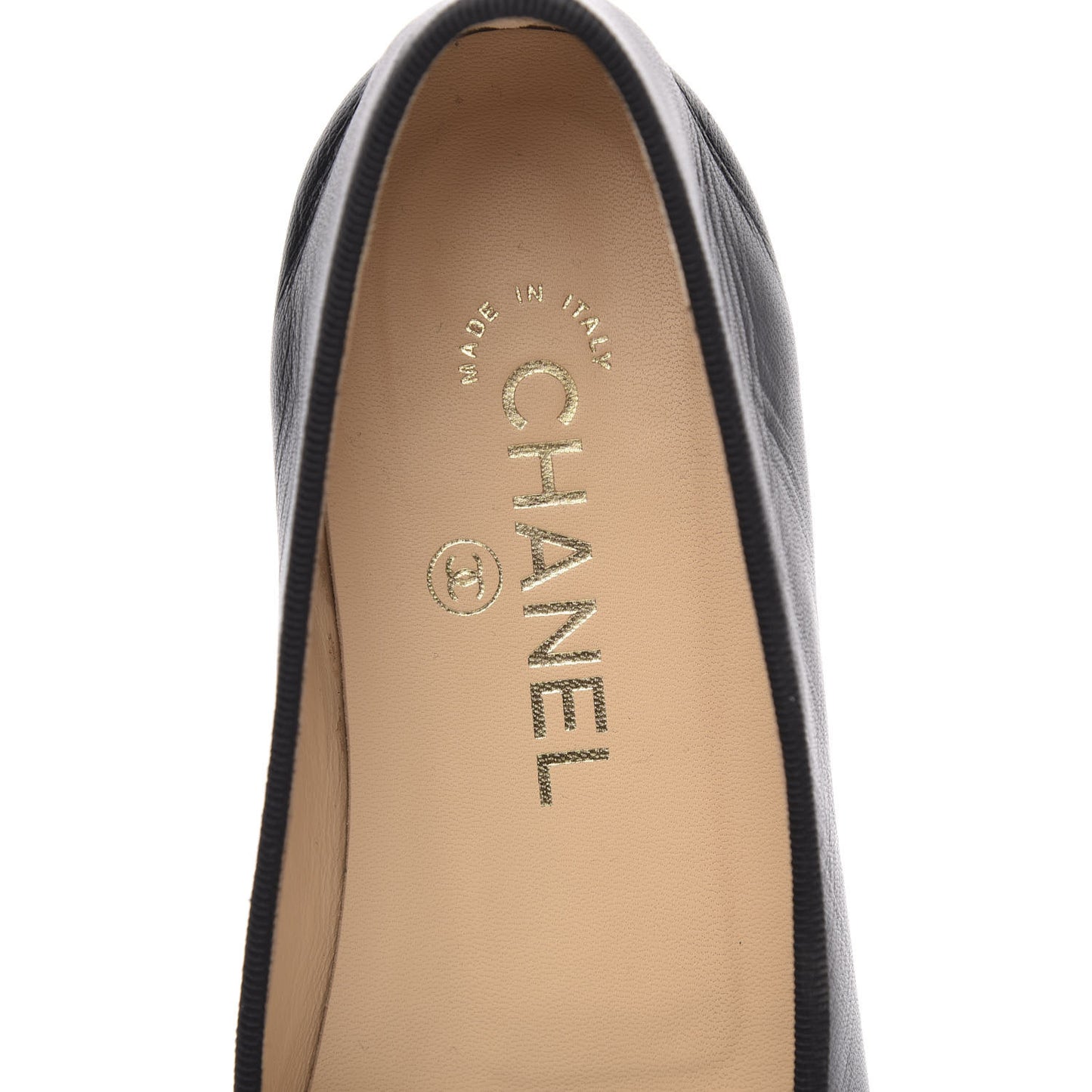 Lambskin Patent Cap Toe Ballerina Flats 36.5 Black