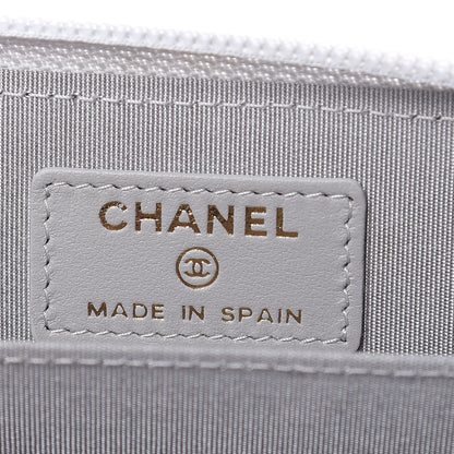 Chanel Caviar Quilted Boy Zip Around Coin Purse Wallet Grey 6 of 8