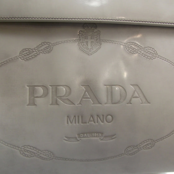 Leather Jacquard Logo Framed Handbag Grey