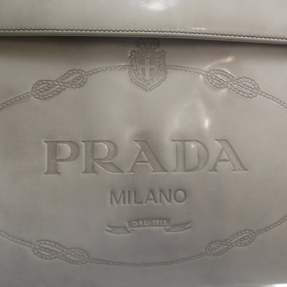 Prada Leather Jacquard Logo Framed Handbag Grey 6 of 10