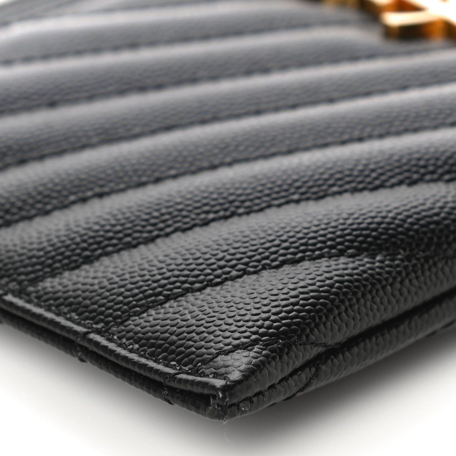 Saint Laurent Grain De Poudre Chevron Monogram Bill Pouch Black 9 of 11