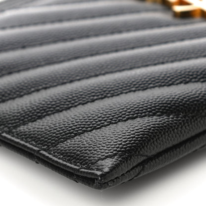 Saint Laurent Grain De Poudre Chevron Monogram Bill Pouch Black 9 of 11