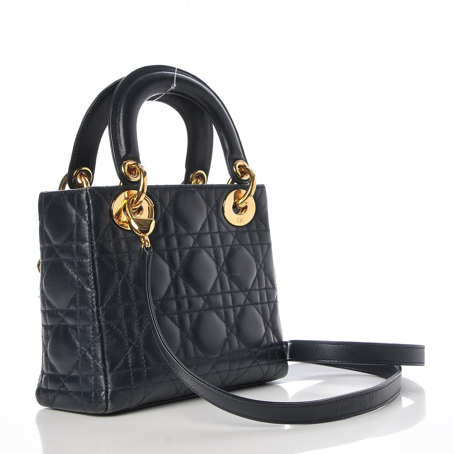 Christian Dior Lambskin Cannage Mini Lady Dior Navy Blue 3 of 9