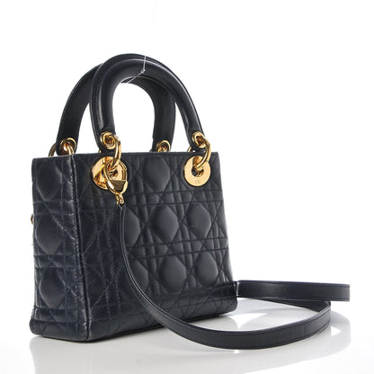 Christian Dior Lambskin Cannage Mini Lady Dior Navy Blue 3 of 9