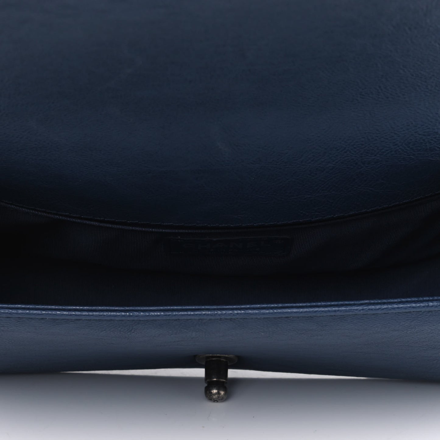 Calfskin Quilted Medium Top Handle Boy Flap Blue