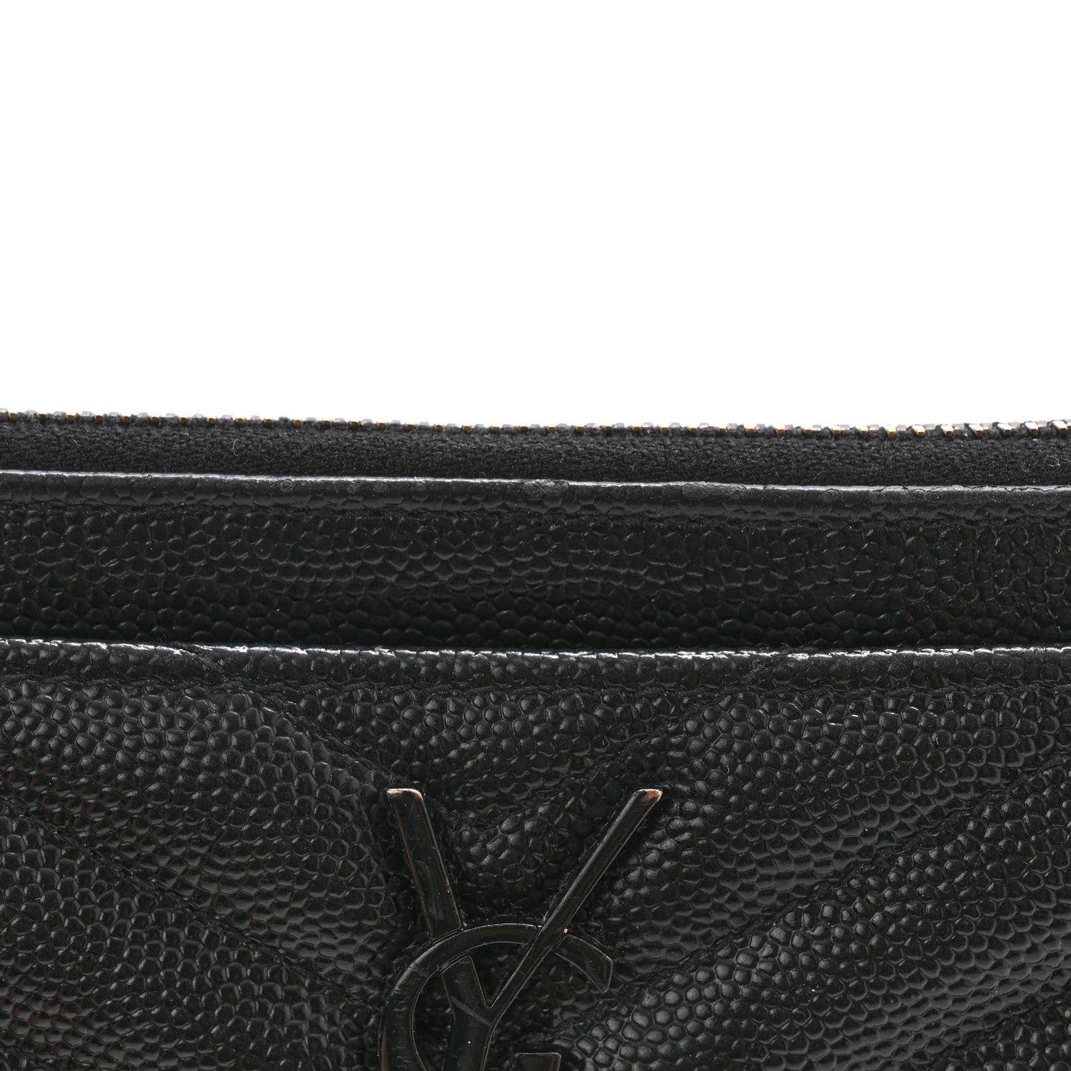 Saint Laurent Monogram Grain de Poudre 5 Fragments Zip Pouch Card Holder Black 11 of 11