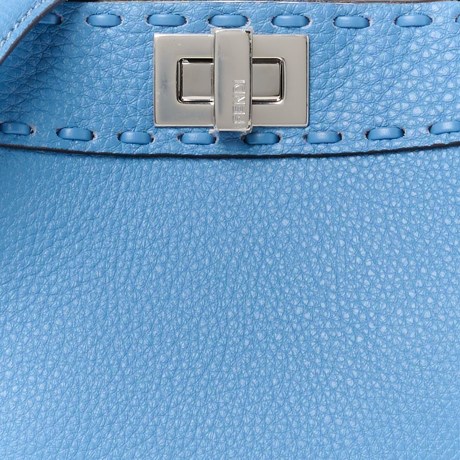 Fendi Vitello Granato Camoscio Selleria Macro Stitchings Mini Peekaboo Iconic Satchel Argento Blue 8 of 10