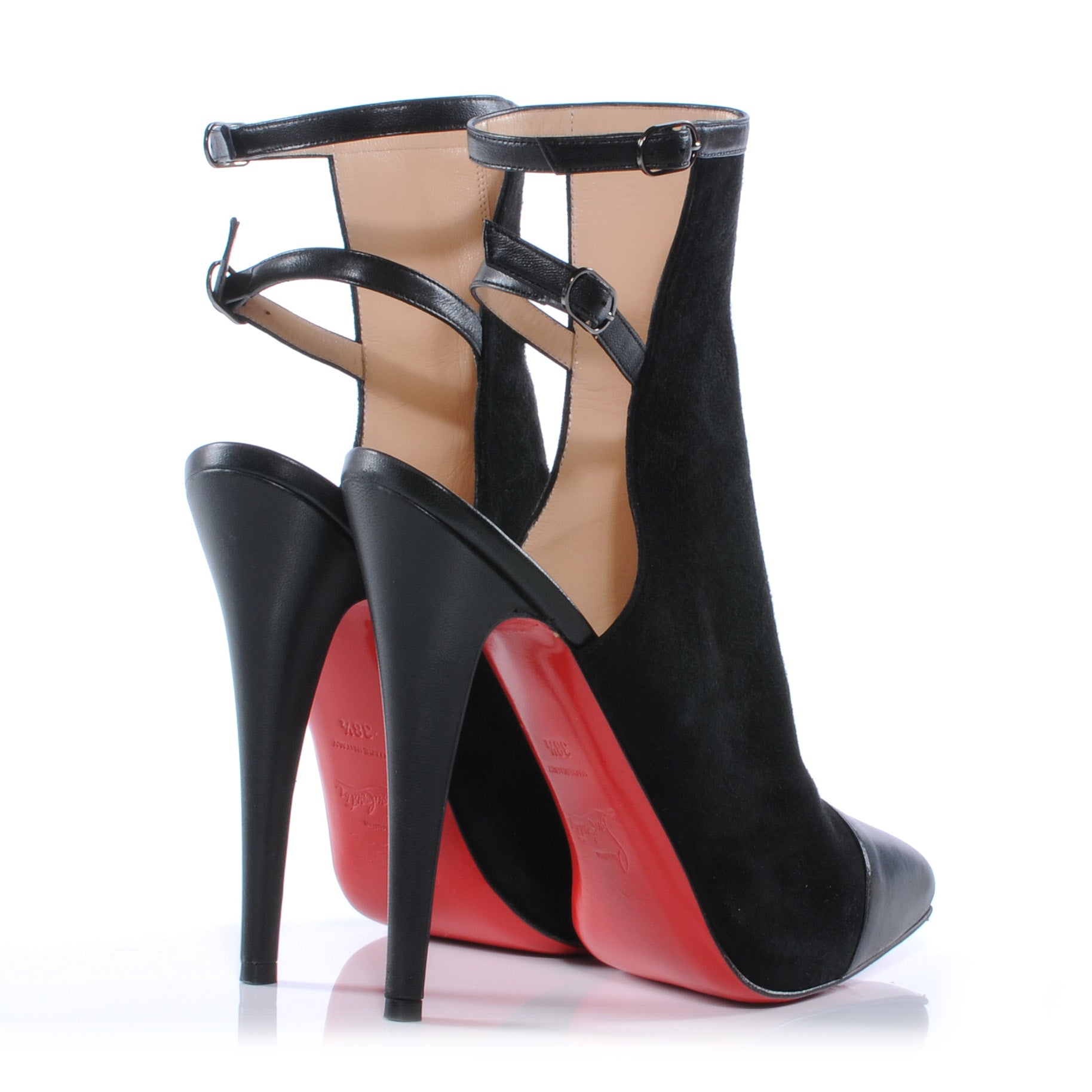 Christian Louboutin Suede Lynn 150 Backless Boots Heels 38.5 Black 3 of 6