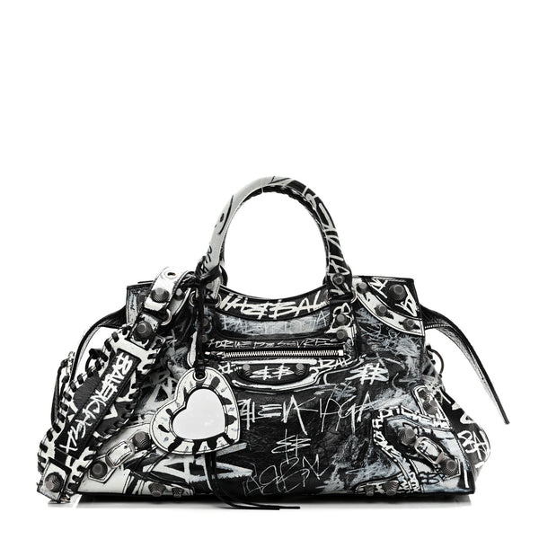 Balenciaga Agneau Arena Graffiti Neo Cagole City Handbag Black