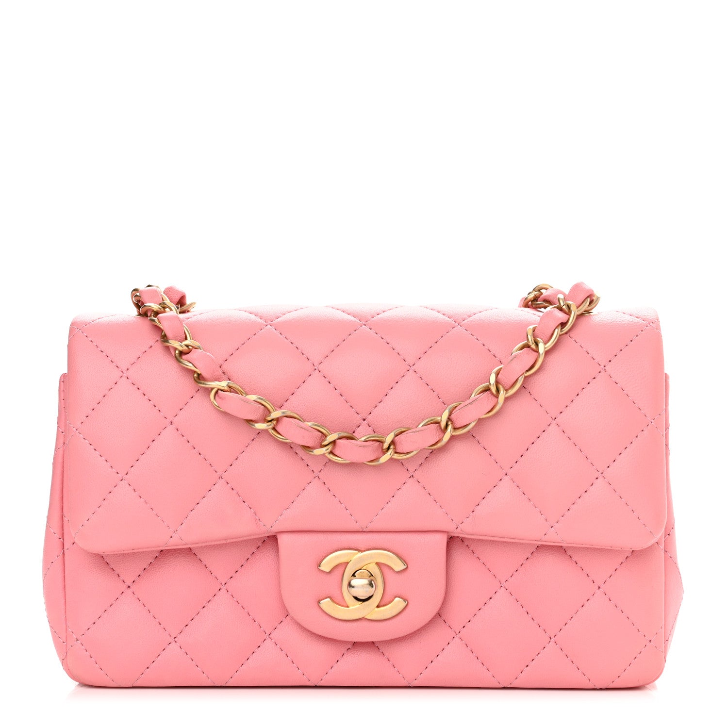 Chanel Lambskin Quilted Mini Rectangular Flap Pink 1 of 11