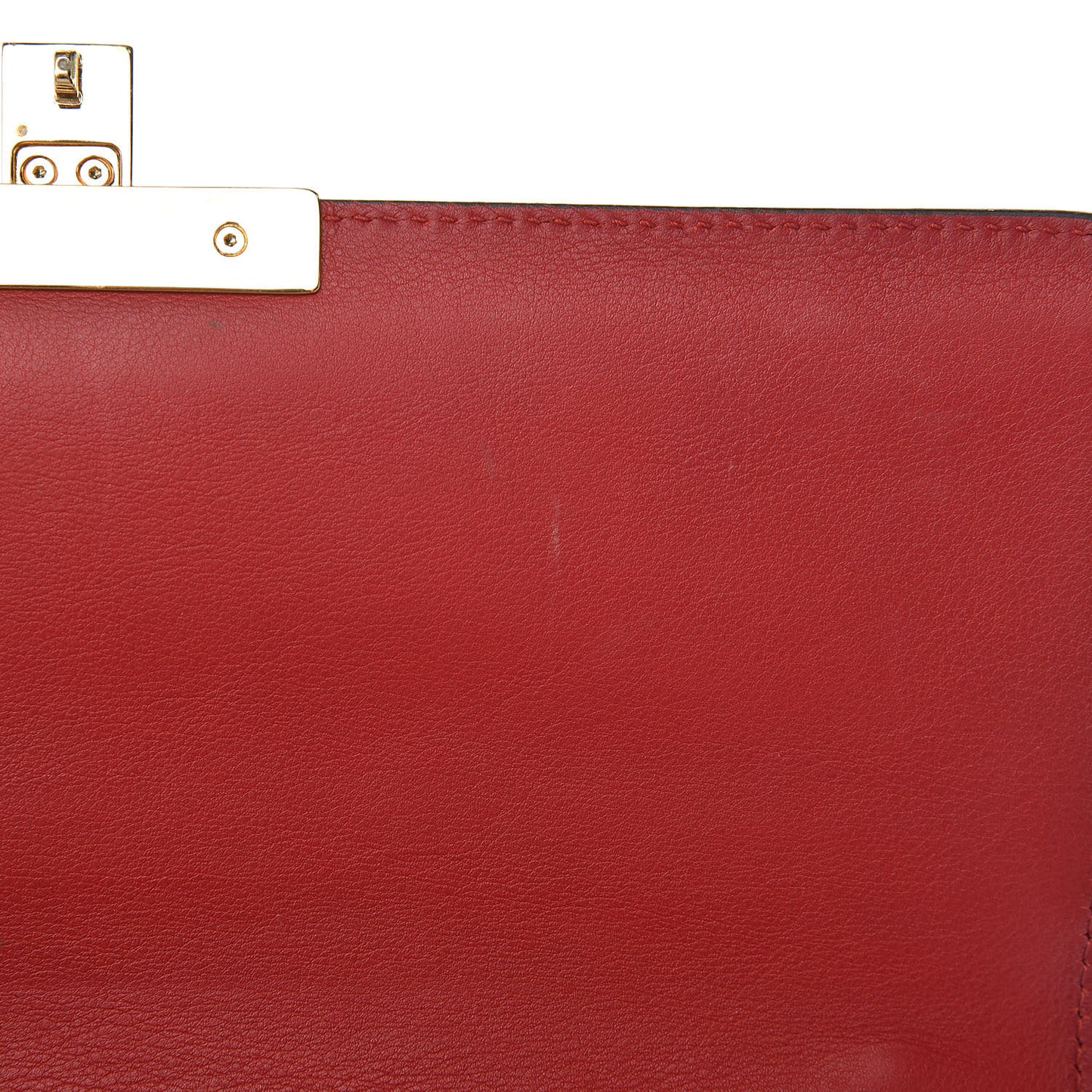 Moon Calfskin Bi-Color Medium Padlock Shoulder Bag New Rosette Hibiscus Red