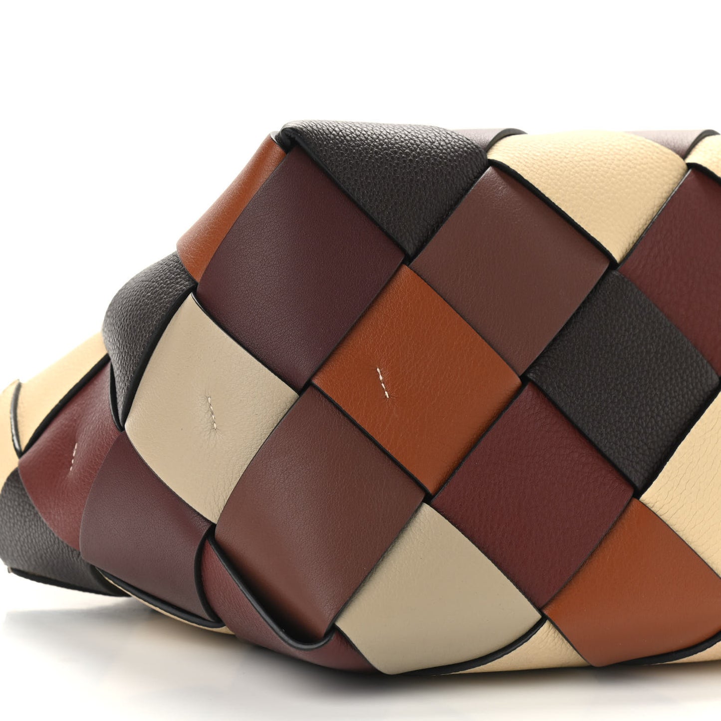 Calfskin Small Woven Basket Surplus Bag Hazelnut Camel