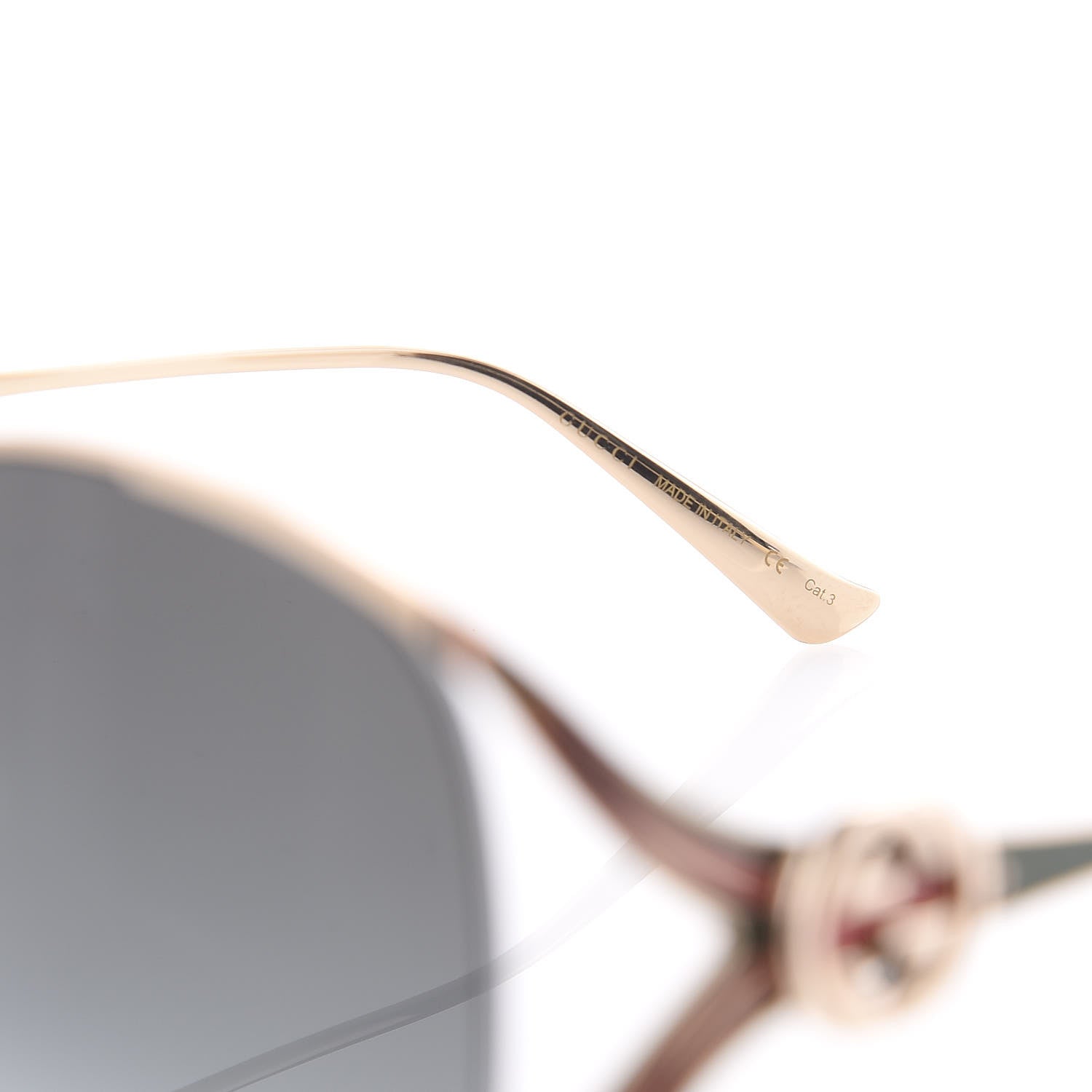 Gucci Metal Oversized Round Frame GG0225S Sunglasses Gold 5 of 8