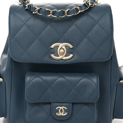 Chanel Shiny Caviar Quilted Small Cargo Duma Backpack Blue 8 of 10