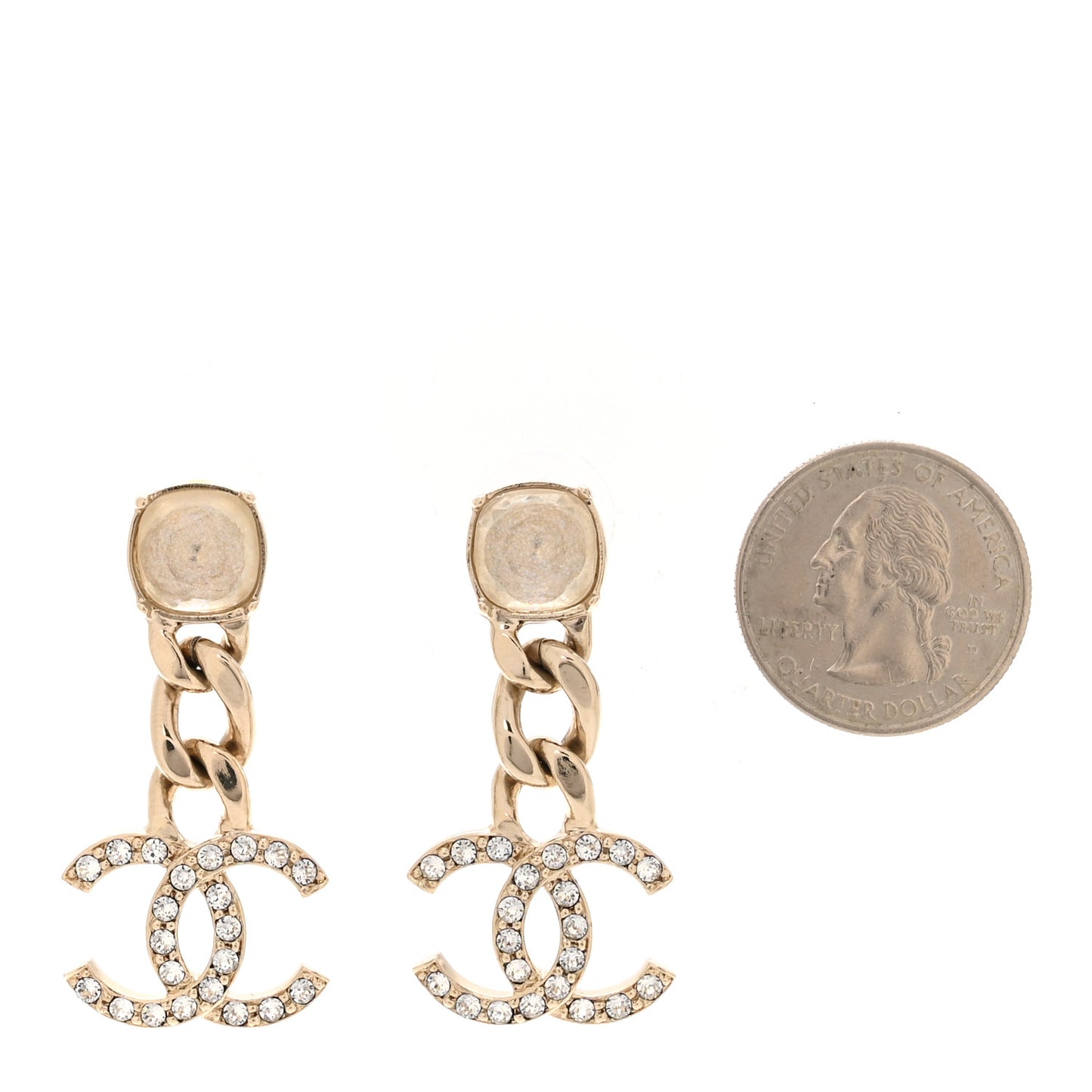 Glass Crystal CC Chain Drop Earrings Gold