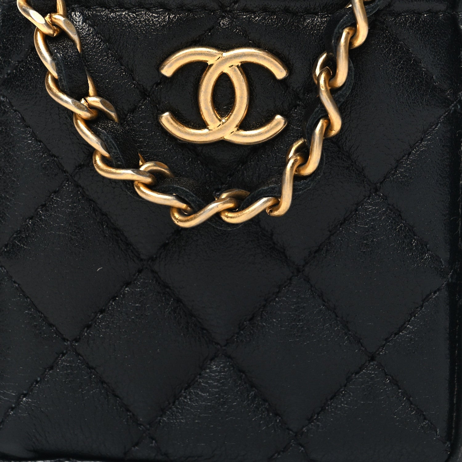 Chanel Calfskin Quilted Mini Drawstring Bucket Bag Black 8 of 10