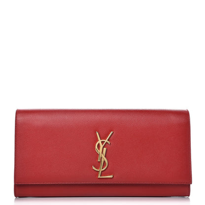 Saint Laurent Grain De Poudre Classic Monogram Cassandre Clutch New Red 1 of 7