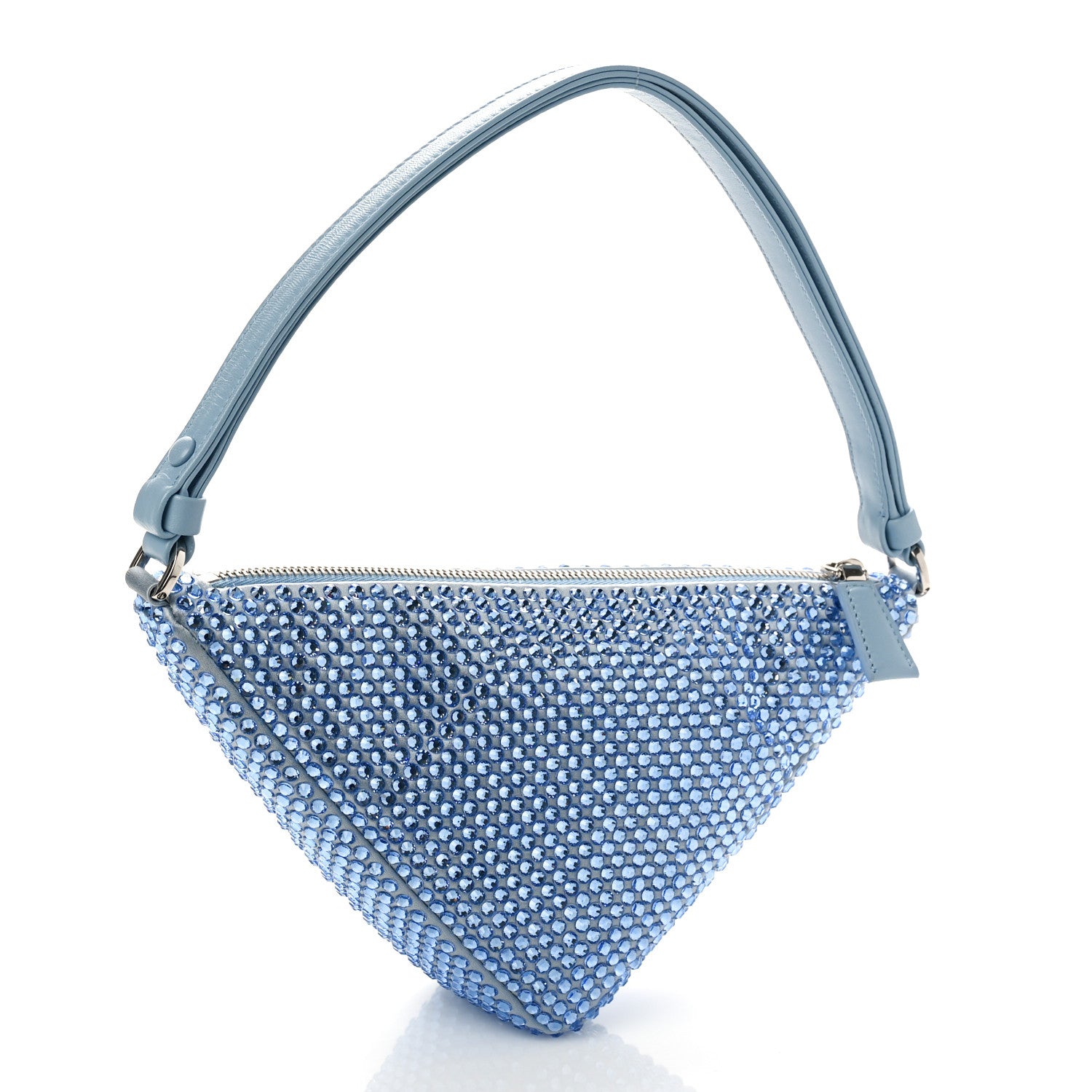 Prada Satin Crystal Triangle Pouch Celeste 3 of 7