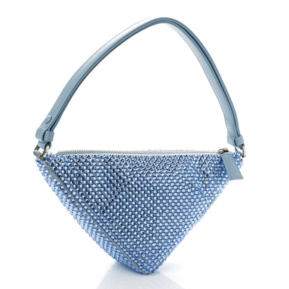 Prada Satin Crystal Triangle Pouch Celeste 3 of 7