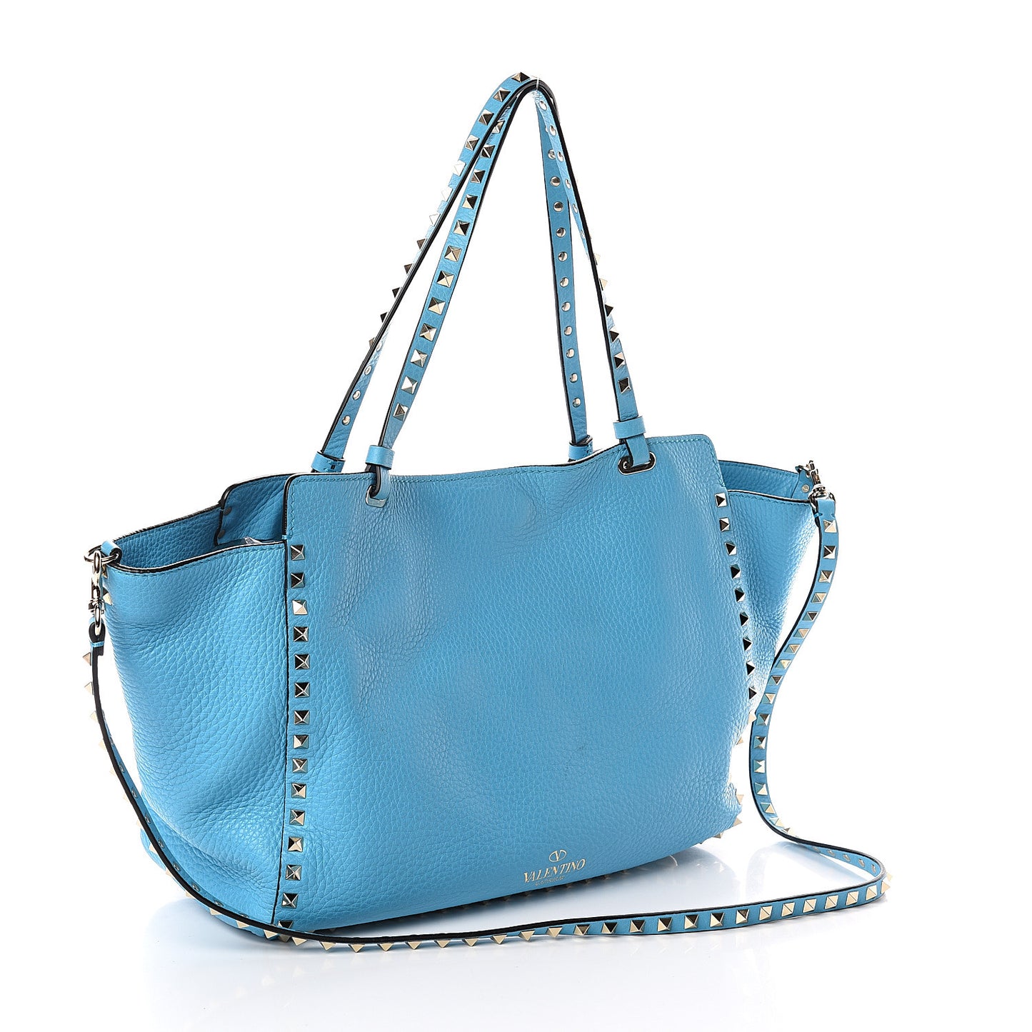 Pebbled Calfskin Medium Rockstud Tote Parrot